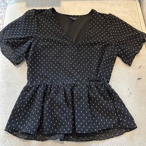 Madewell peplum style cross tie blouse